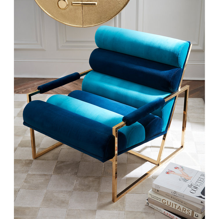 Varese Persimmon Velvet Metal Sled Base Lounge Chair
