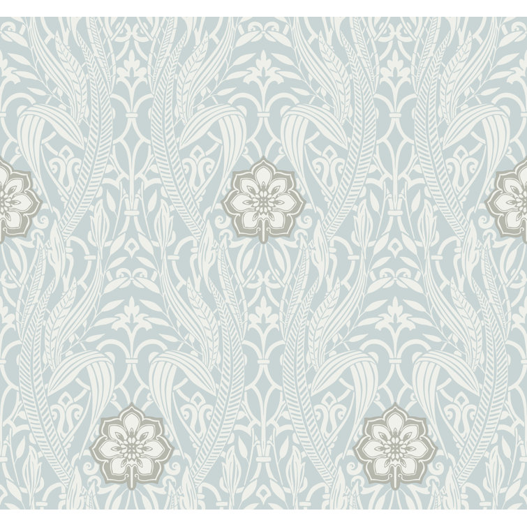 Gatsby Blue Damask Pre-pasted Removable Wallpaper