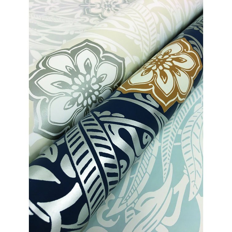 Gatsby Blue Damask Pre-pasted Removable Wallpaper