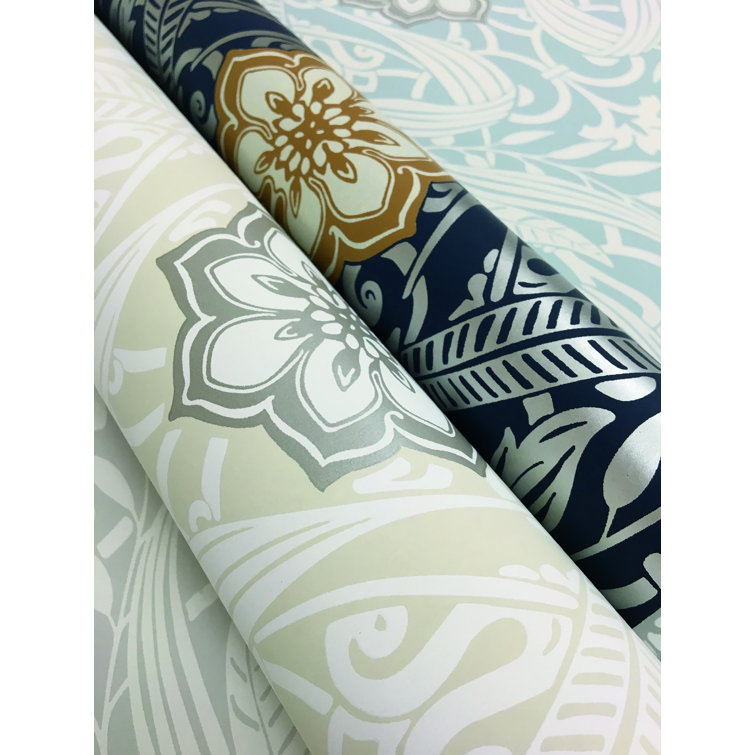 Gatsby Blue Damask Pre-pasted Removable Wallpaper