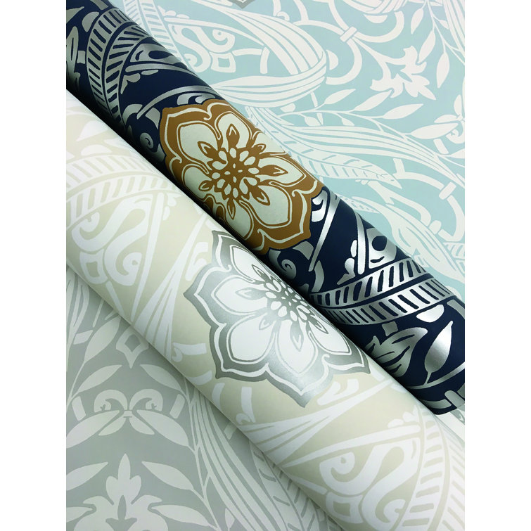 Gatsby Blue Damask Pre-pasted Removable Wallpaper