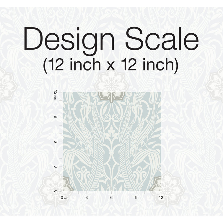 Gatsby Blue Damask Pre-pasted Removable Wallpaper