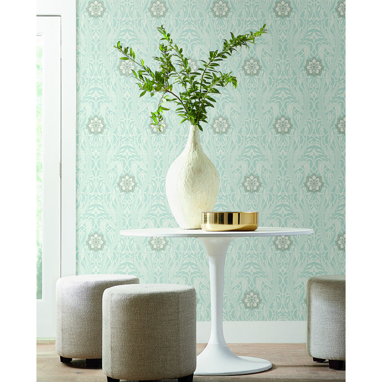 Gatsby Blue Damask Pre-pasted Removable Wallpaper