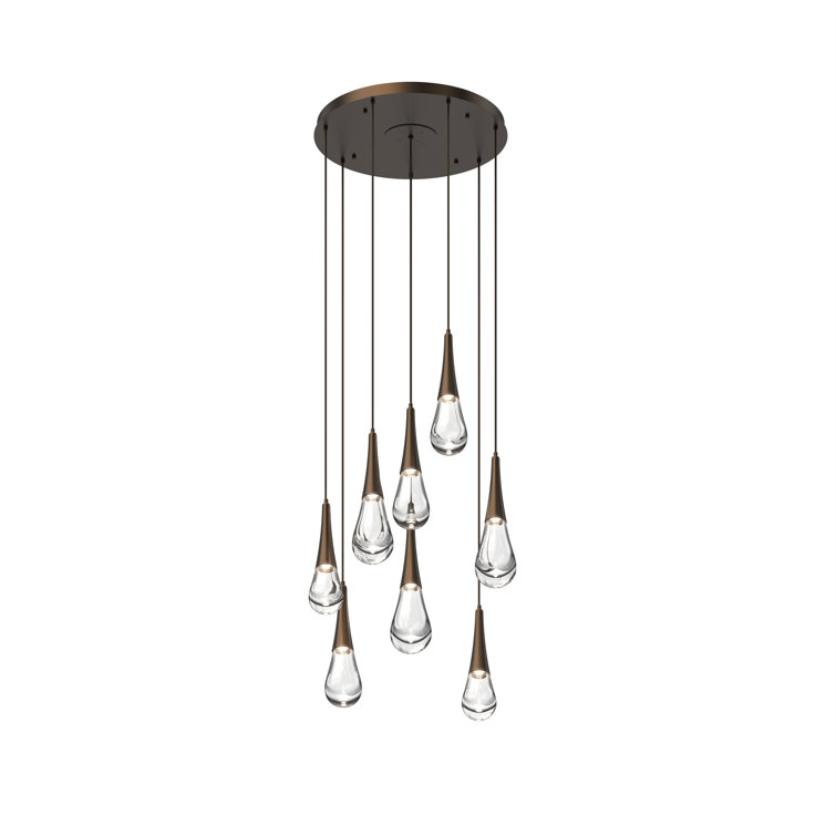 Bronze and Glass LED Raindrop Pendant Light