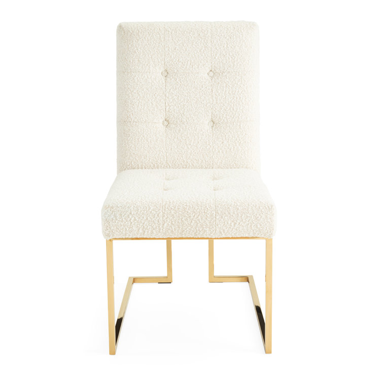Olympus Oatmeal Upholstered Velvet Side Chair with Brass Finish
