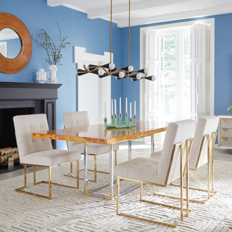 Olympus Oatmeal Upholstered Velvet Side Chair with Brass Finish