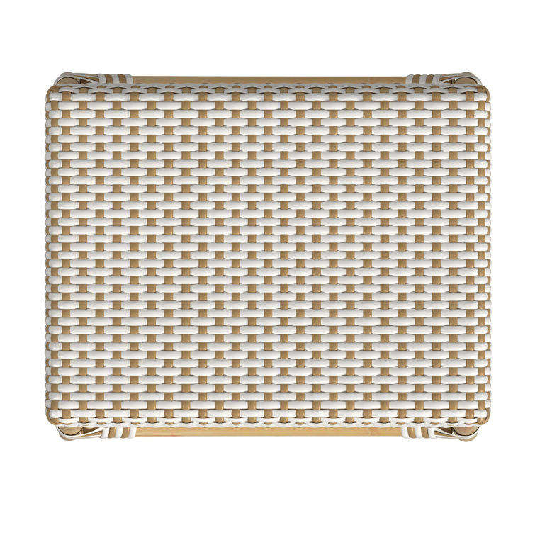 Robias 24.5" White and Tan Dot Rattan Backless Counter Stool