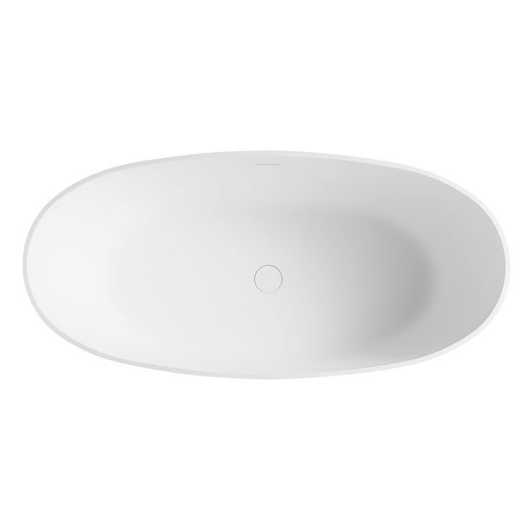 61.61'' Black and White Freestanding Resin Soaking Bathtub