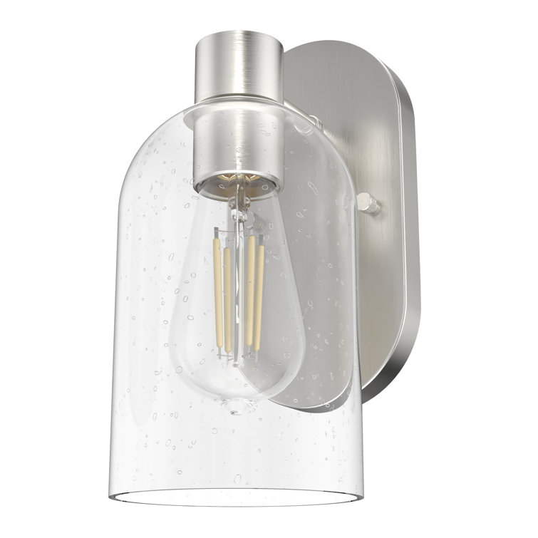 Lochmeade Dimmable Brushed Nickel Outdoor Wall Sconce with Clear Glass