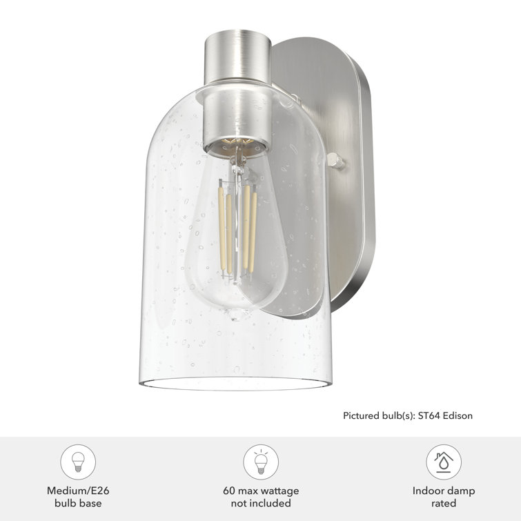Lochmeade Dimmable Brushed Nickel Outdoor Wall Sconce with Clear Glass