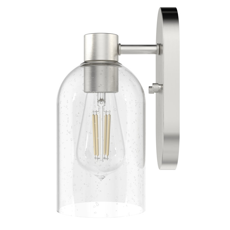 Lochmeade Dimmable Brushed Nickel Outdoor Wall Sconce with Clear Glass