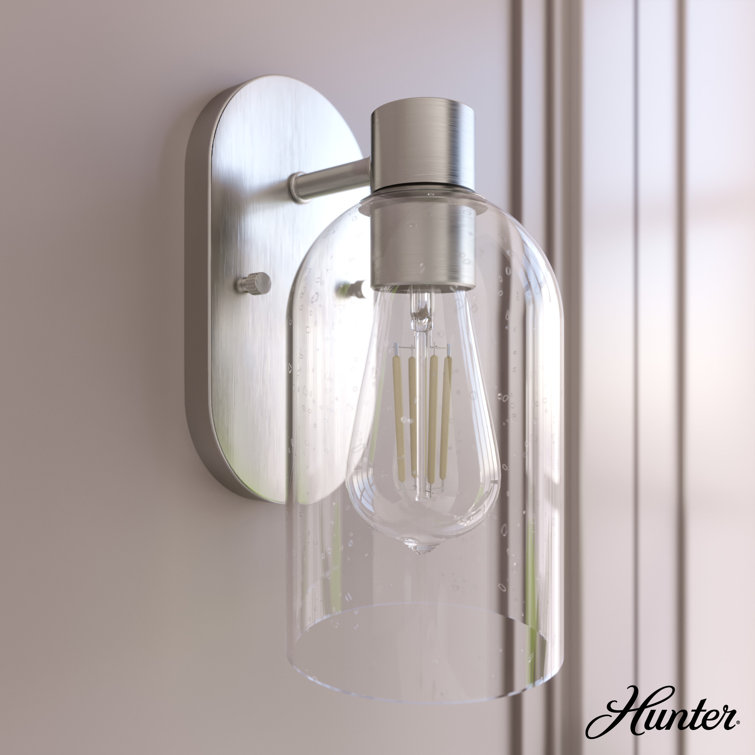 Lochmeade Dimmable Brushed Nickel Outdoor Wall Sconce with Clear Glass