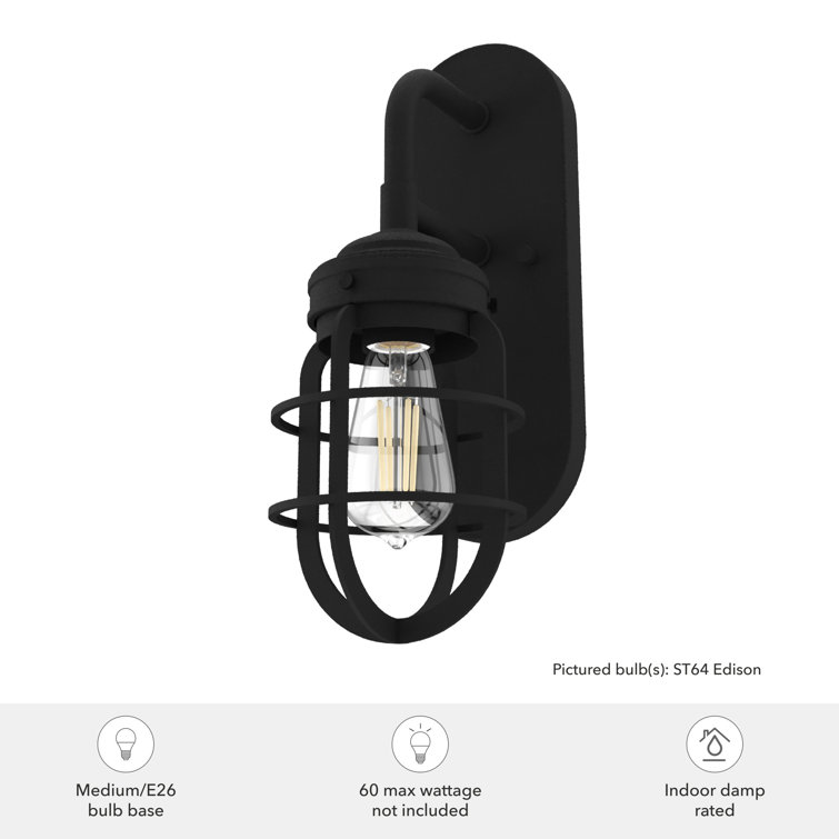 Starklake Dimmable Black Iron Outdoor Wall Sconce