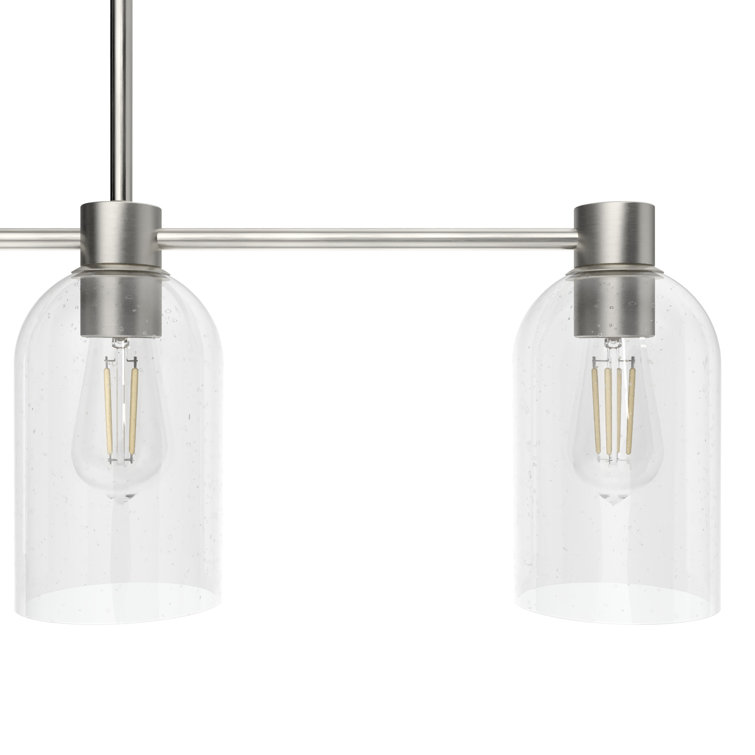 Lochemeade Brushed Nickel 37.5" Linear Chandelier with Glass Shades