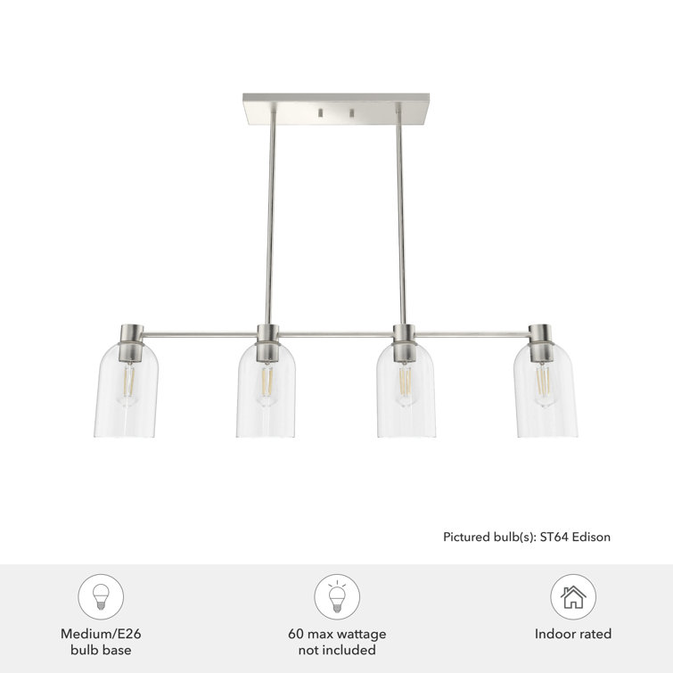 Lochemeade Brushed Nickel 37.5" Linear Chandelier with Glass Shades