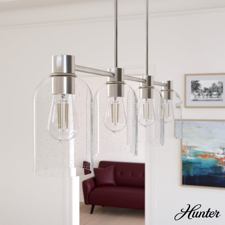 Lochemeade Brushed Nickel 37.5" Linear Chandelier with Glass Shades
