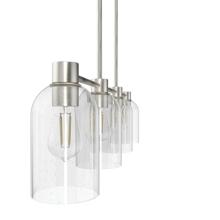 Lochemeade Brushed Nickel 37.5" Linear Chandelier with Glass Shades