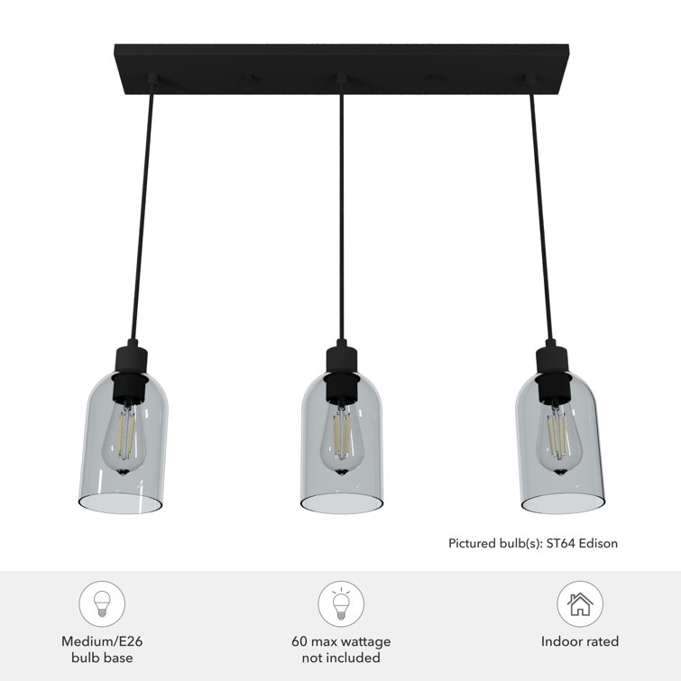 Lochemeade Natural Iron 3-Light Linear Pendant Cluster