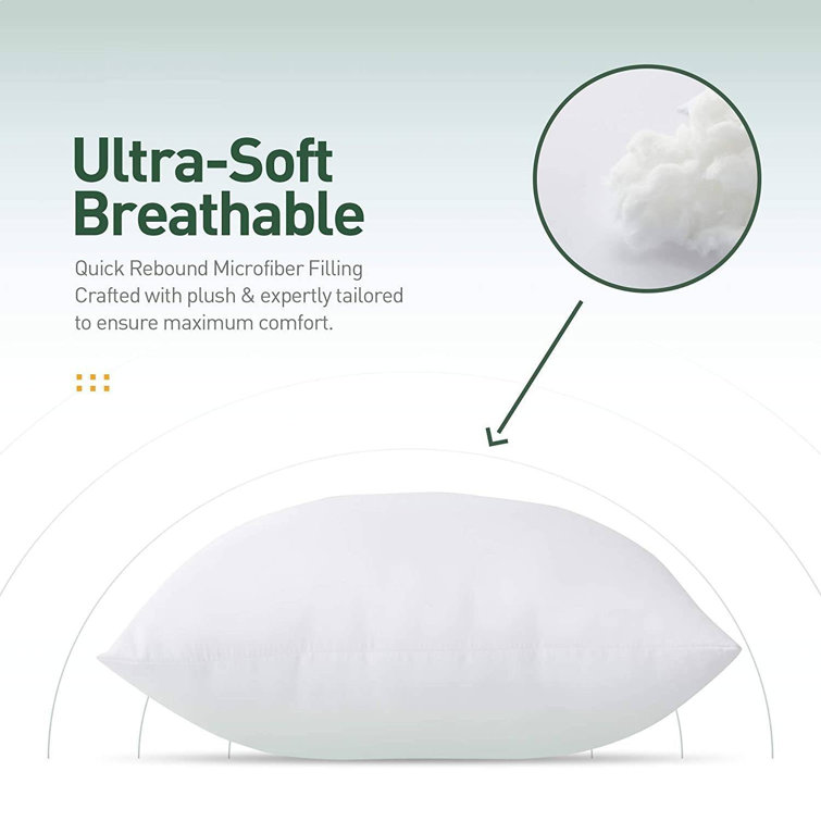 White 26" Square Polyester Throw Pillow Inserts, 4 Count