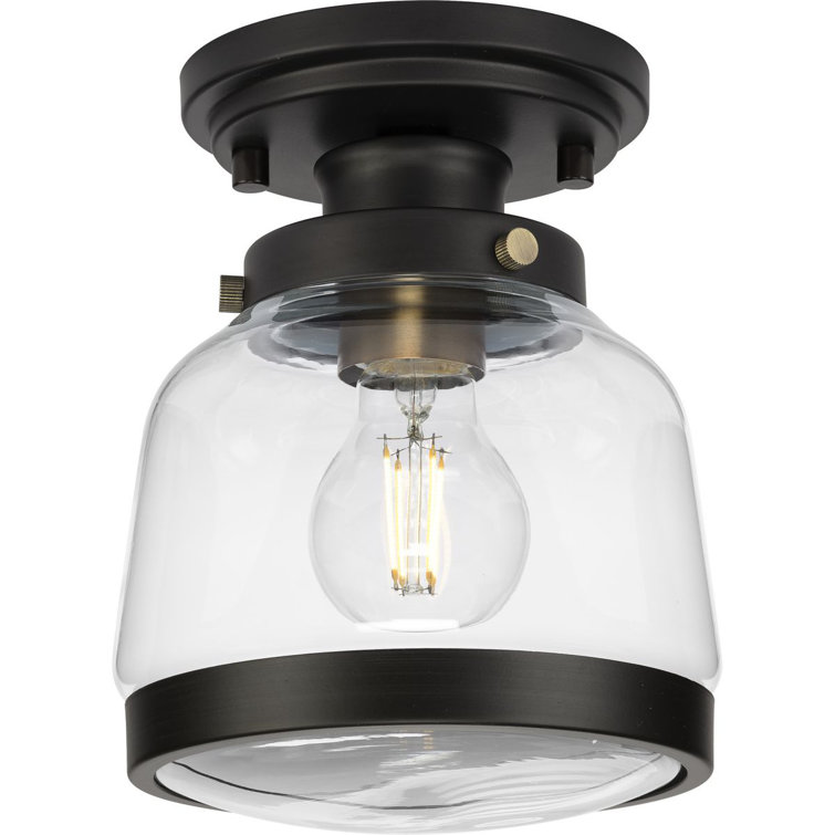 Antique Bronze 8" Farmhouse Glass Semi-Flush Mount Light