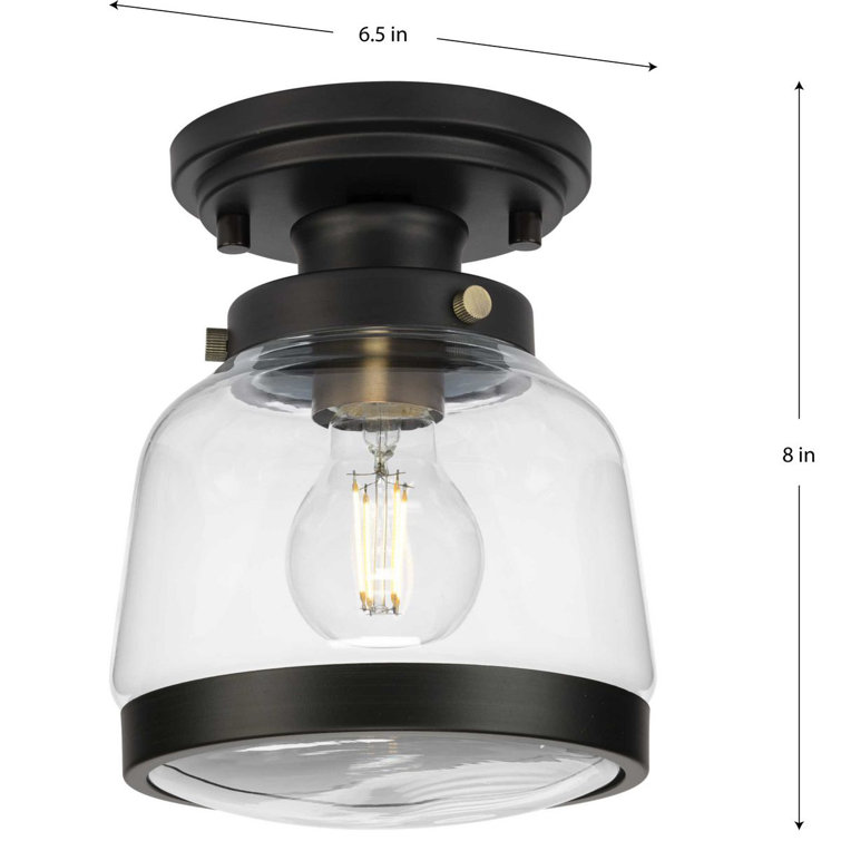 Antique Bronze 8" Farmhouse Glass Semi-Flush Mount Light