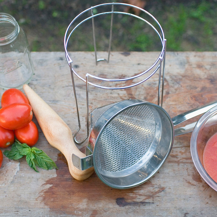 Stainless Steel Cone Strainer with Solid Wood Pestle