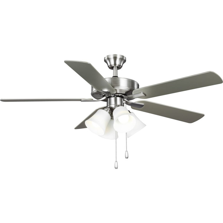 52'' Brushed Nickel Ceiling Fan with Light Kit and Reversible Blades