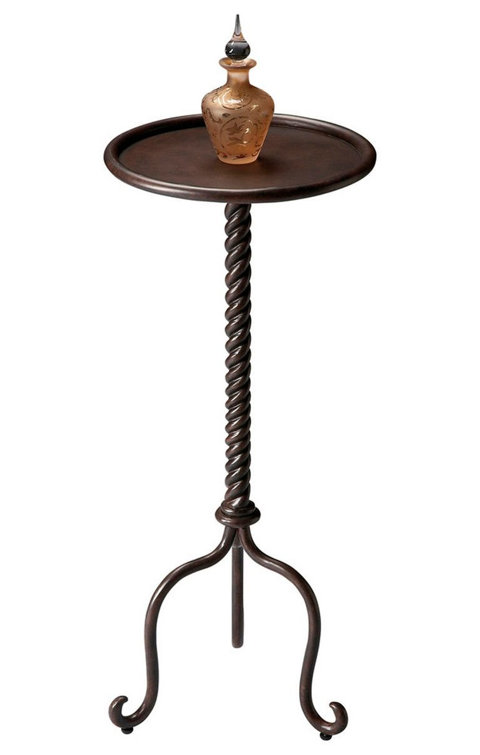 Alma Round Metal Pedestal Side Table in Metalworks Finish