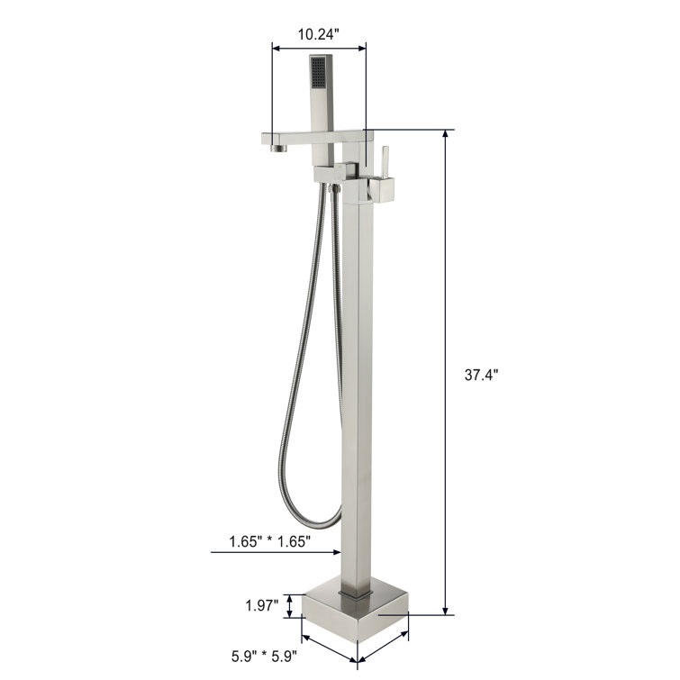 Brushed Nickel Modern Freestanding Tub Faucet with Hand Shower