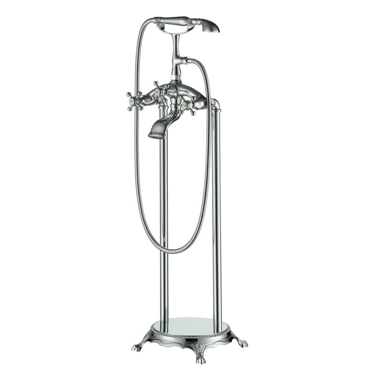 Brushed Nickel Traditional Freestanding Clawfoot Tub Faucet with Handheld Shower