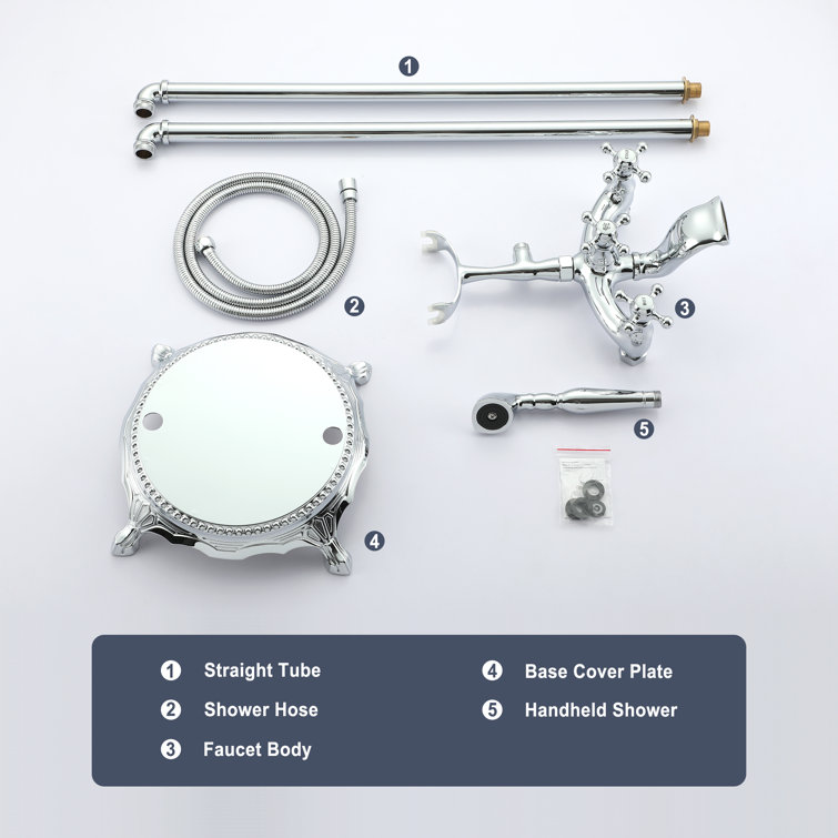 Brushed Nickel Traditional Freestanding Clawfoot Tub Faucet with Handheld Shower