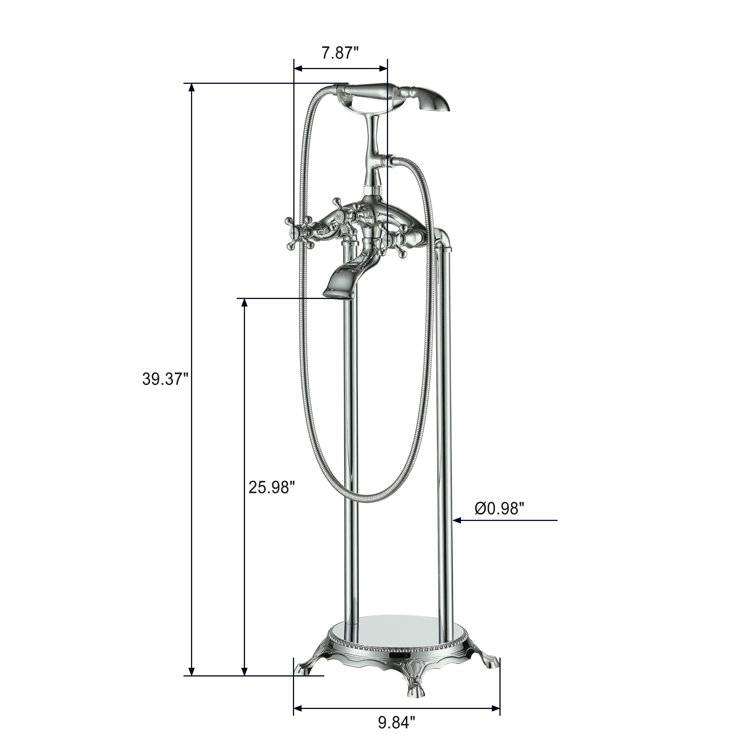 Brushed Nickel Traditional Freestanding Clawfoot Tub Faucet with Handheld Shower