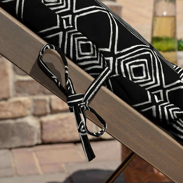 Black Global Stripe Outdoor Chaise Lounge Cushion with Polyester Fill