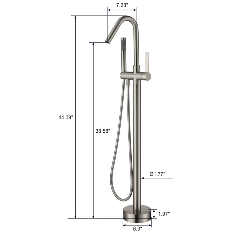 Brushed Nickel Freestanding Tub Filler with Hand Shower