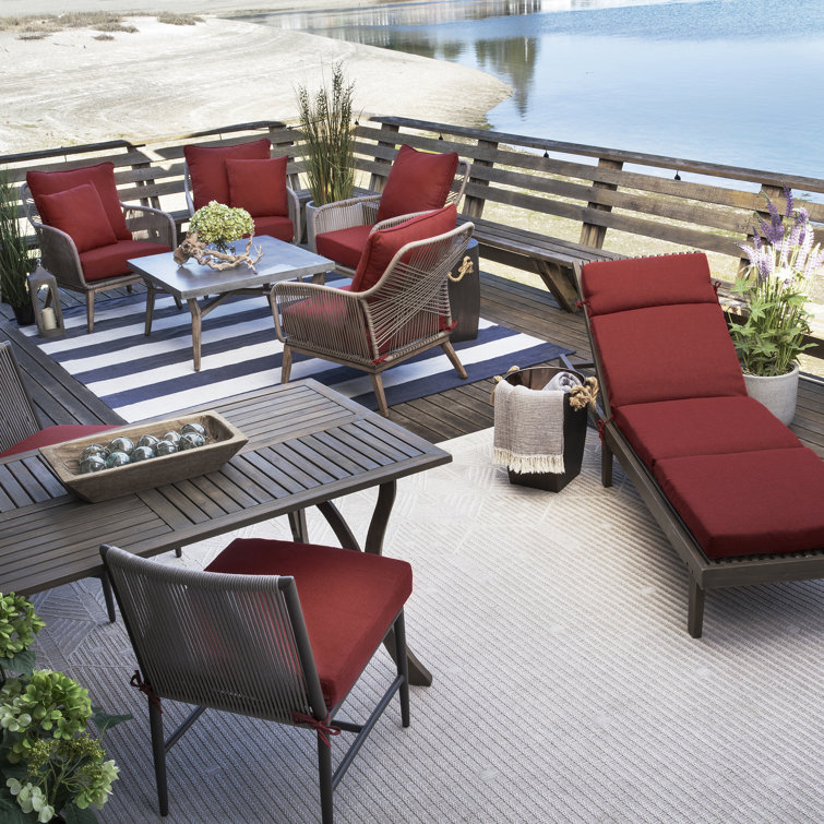 Nautical Red Olefin Adirondack Chair Cushion, 50" x 21.5"
