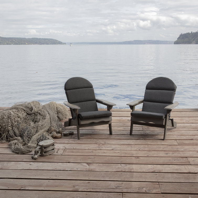 Ink Charcoal Black Outdoor Adirondack Chair Cushion with Recycled Fabric