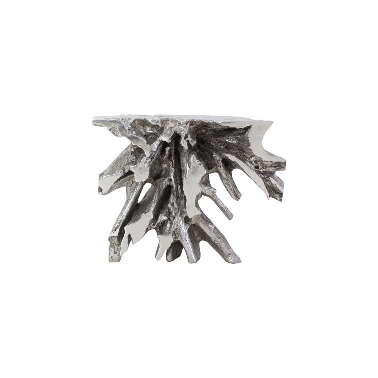 Luxe Silver Leaf Rectangular Console Table with Storage
