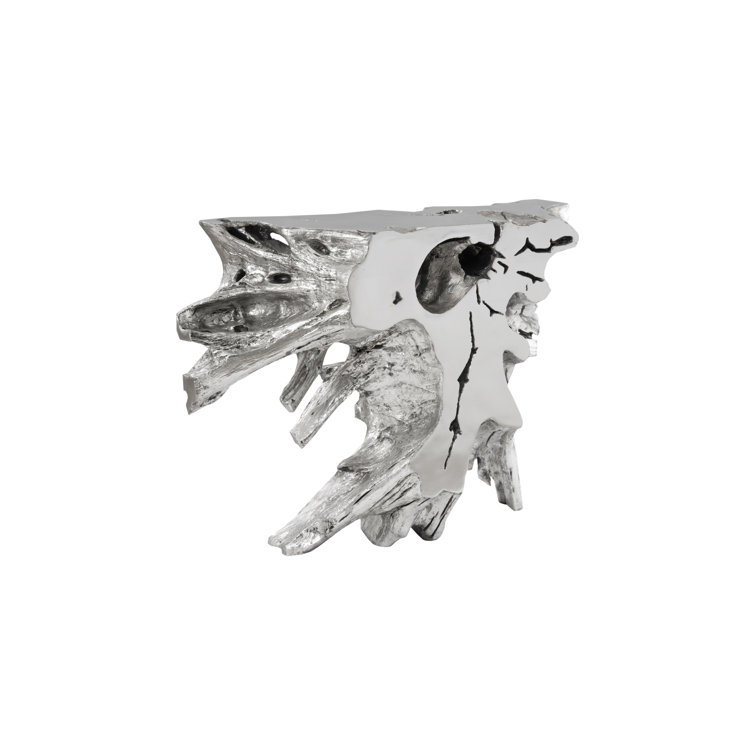 Luxe Silver Leaf Rectangular Console Table with Storage
