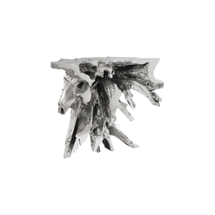 Luxe Silver Leaf Rectangular Console Table with Storage