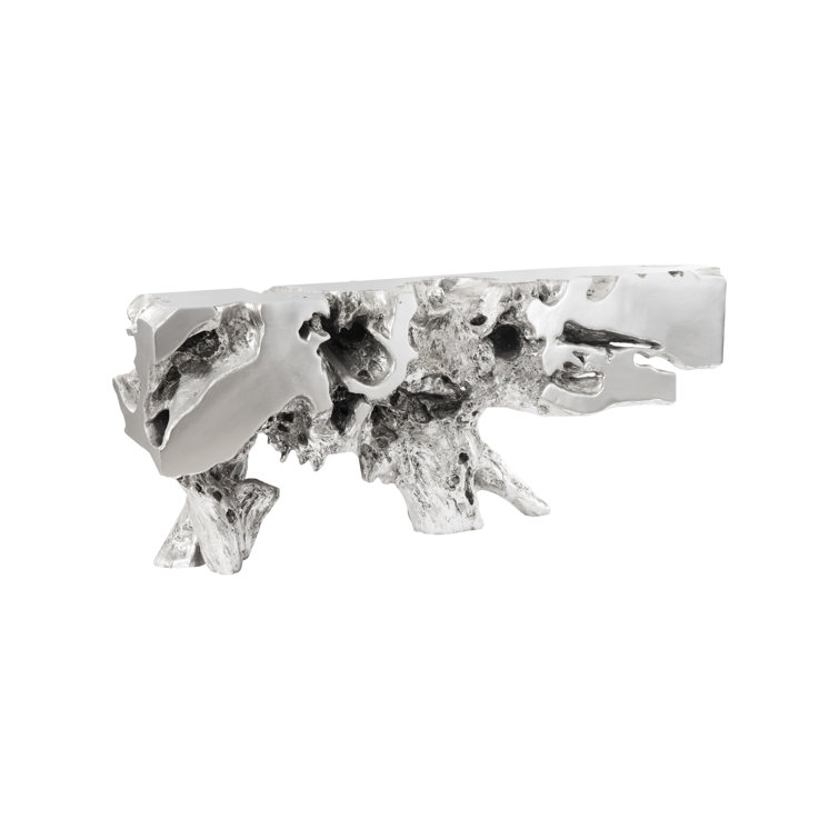 Silver Leaf Handcrafted 80" Resin Console Table with Storage