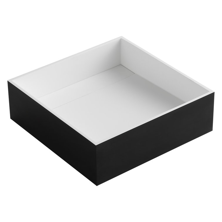 Ancona Square Matte White and Black Acrylic Vessel Sink