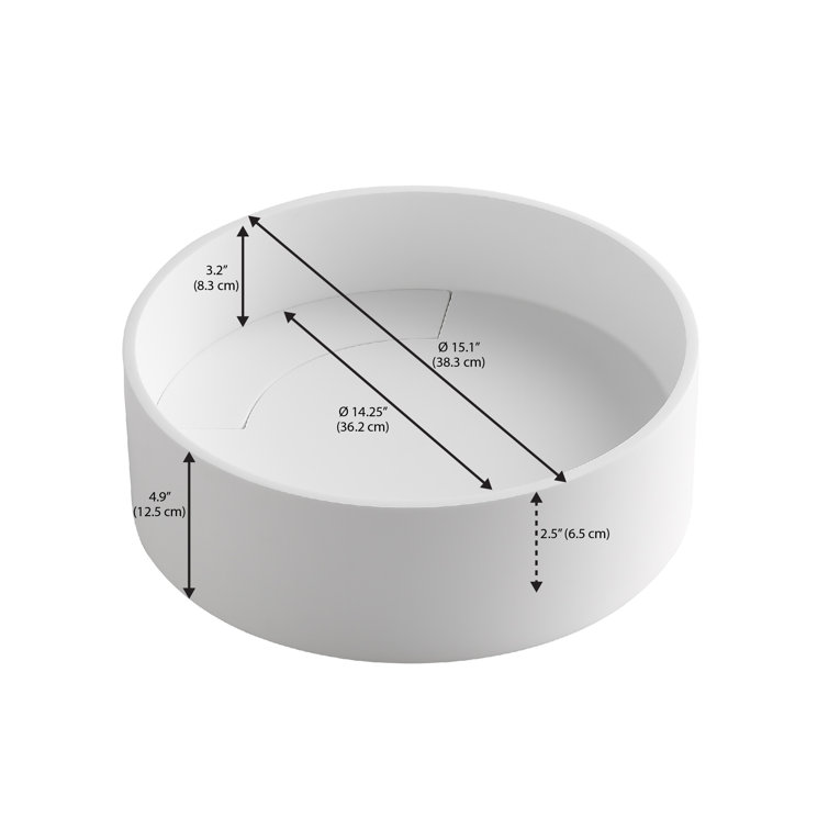 Matte White Round Acrylic Above-Counter Vessel Sink