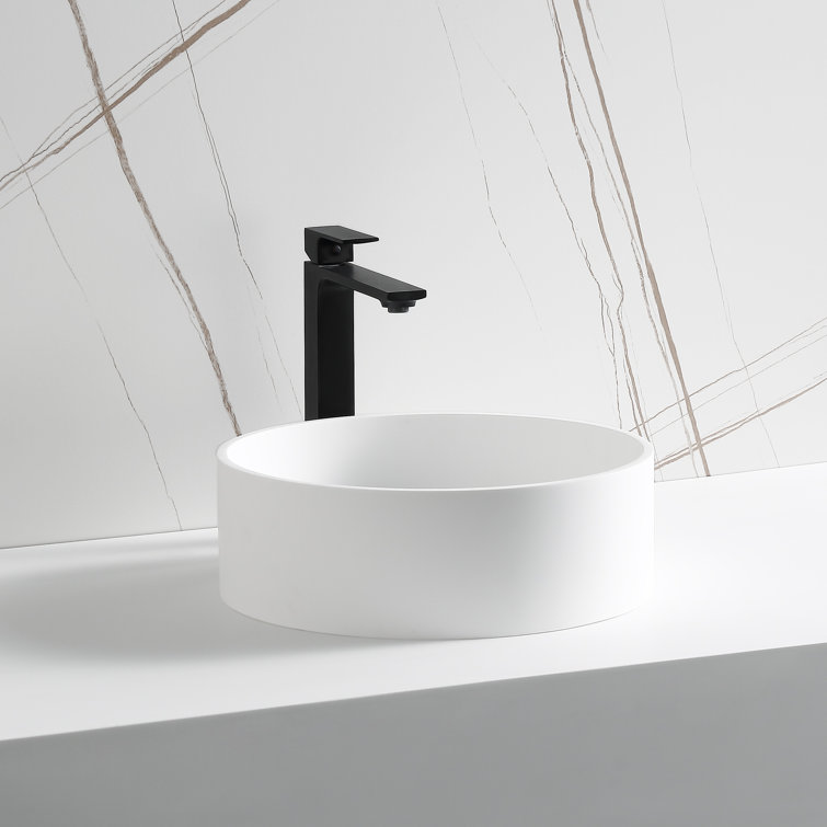 Matte White Round Acrylic Above-Counter Vessel Sink