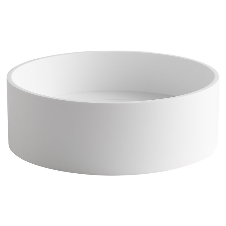 Matte White Round Acrylic Above-Counter Vessel Sink