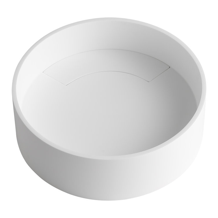 Matte White Round Acrylic Above-Counter Vessel Sink