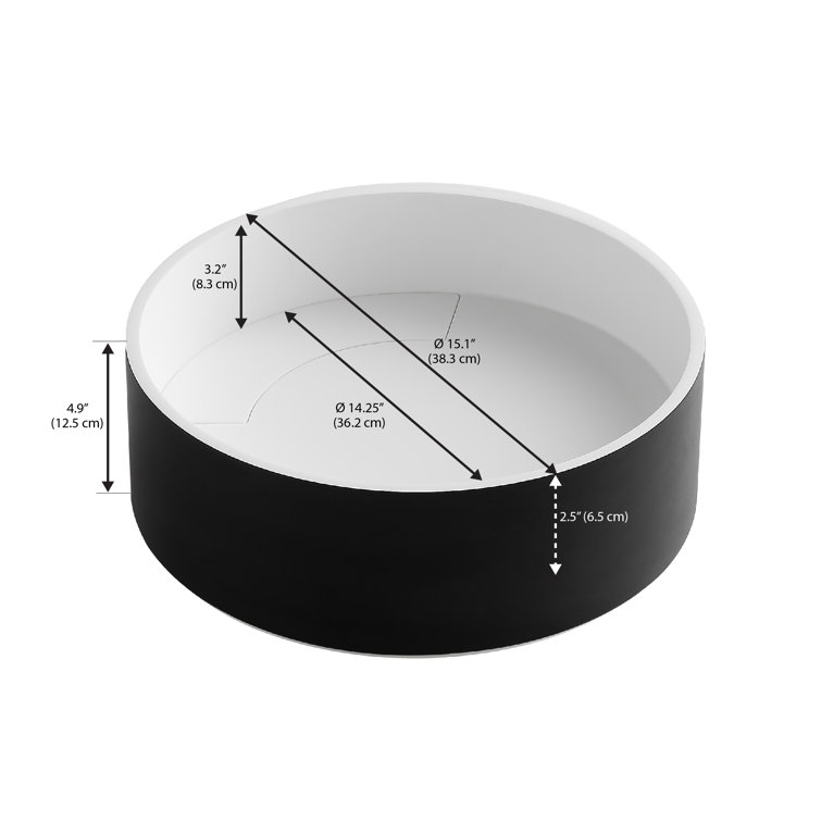 Matte Black and White Round Acrylic Stone Vessel Sink