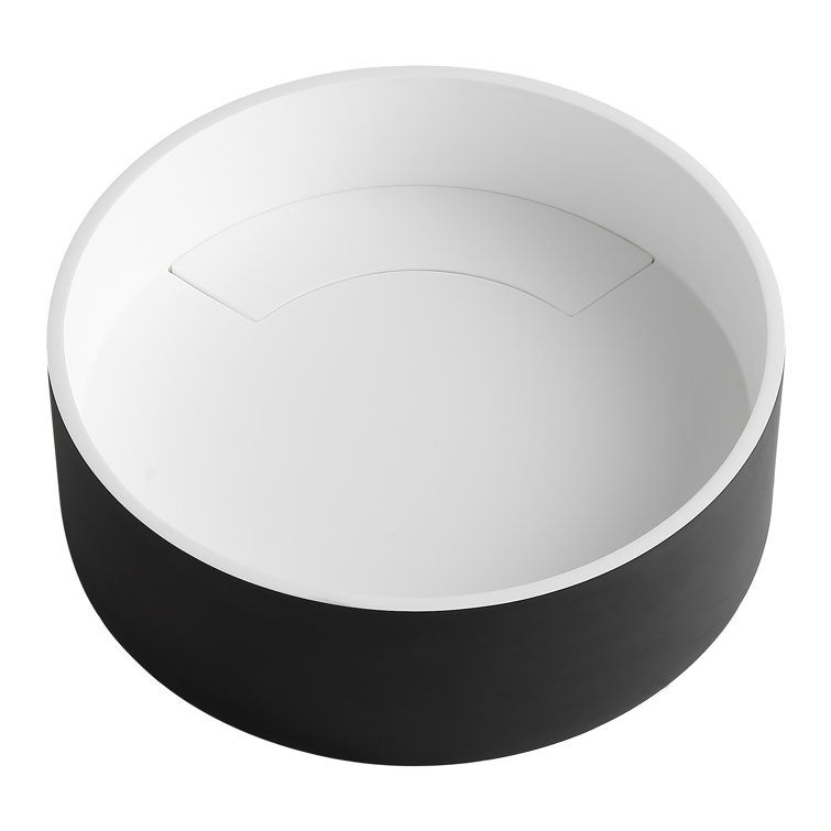 Matte Black and White Round Acrylic Stone Vessel Sink