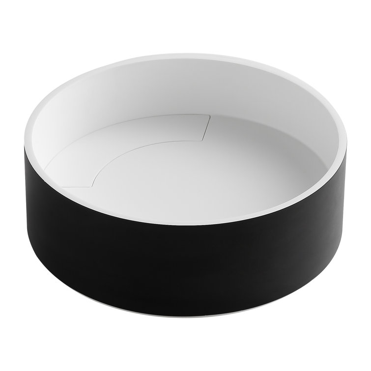 Matte Black and White Round Acrylic Stone Vessel Sink