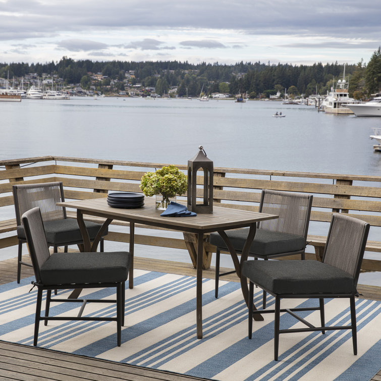 Ink Charcoal Black Recycled Fabric Outdoor Dining Chair Cushion