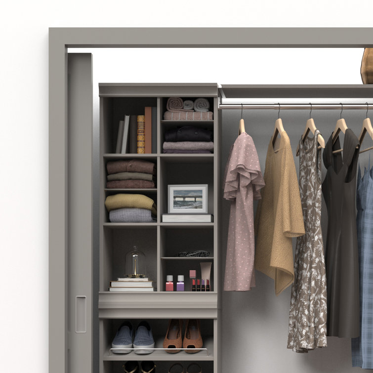 Taupe Modular Stackable Shoe Shelf with Metal Accents